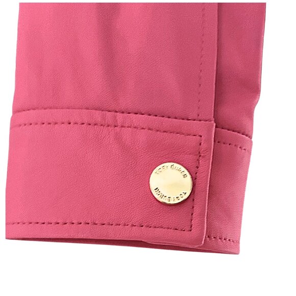 RARE Tory Burch Pink Leather Moto Jacket Size 6 - Picture 6 of 10